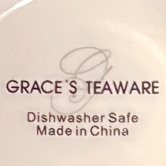 Set of 2 GRACE’S TEAWARE Navy Pinstripe Footed Cups w/ Metallic Gold Accents - Picture 9 of 9